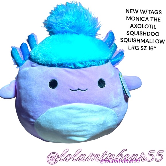 NEW W/TAGS MONICA THE AXOLOTIL SQUISHDOO SQUISHMALLOW LRG SZ 14” SQUISHY & CUTE - Picture 1 of 9
